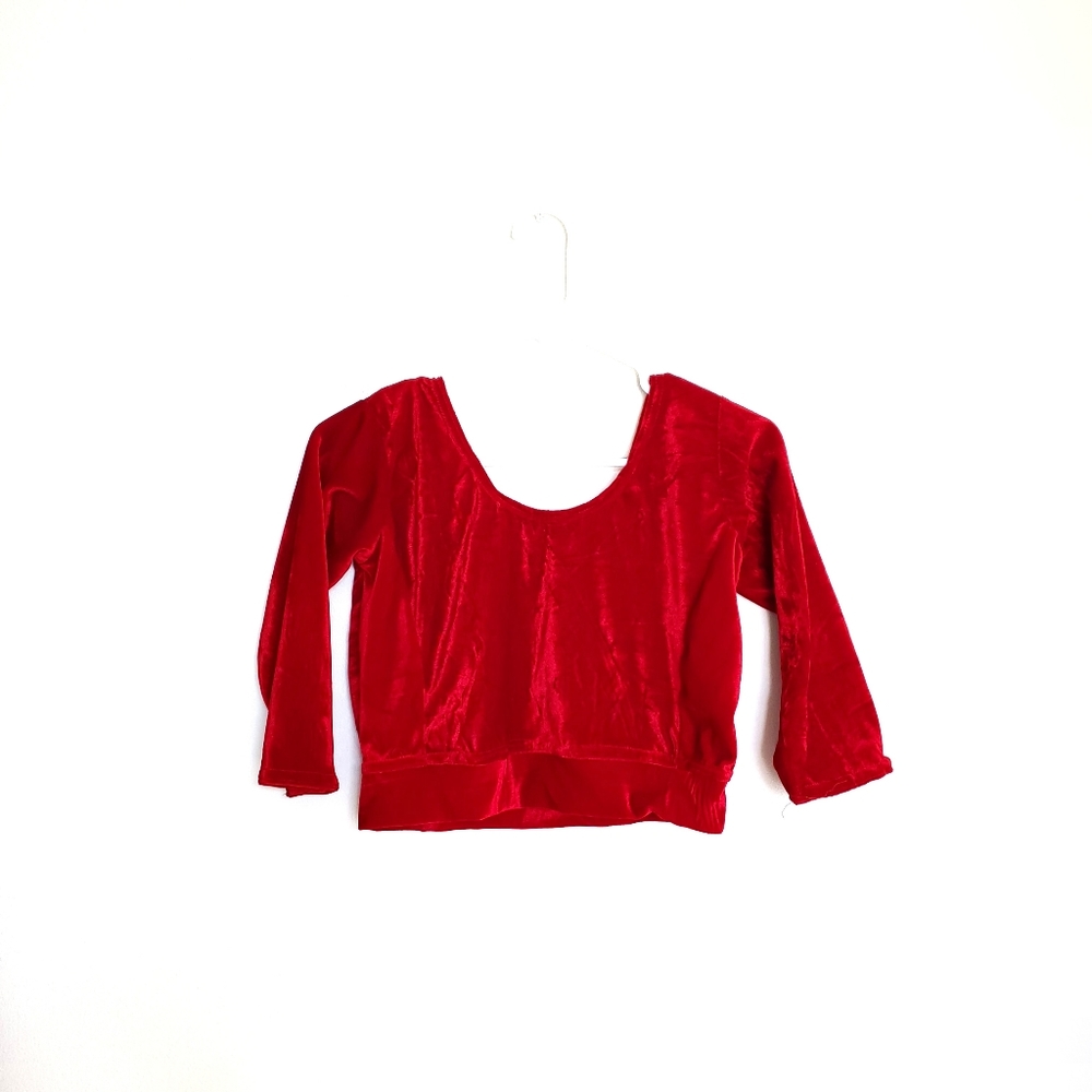 NWOT Red Velvet Crop Indian Blouse Saree Lehenga